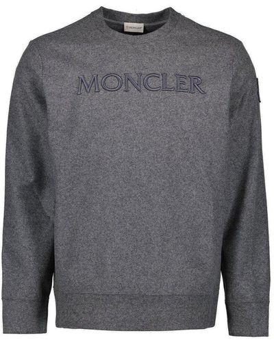 Moncler Logo Embroidered Crewneck Sweatshirt - Grey