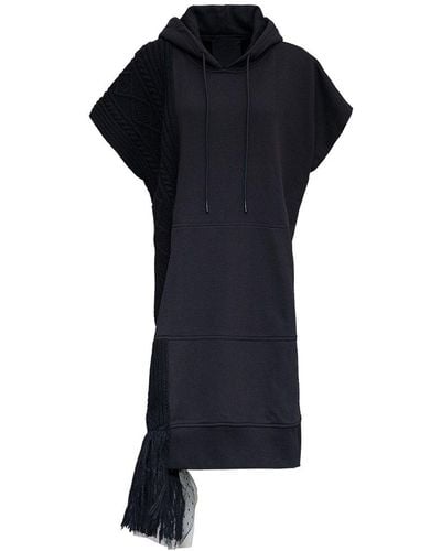 RED Valentino Jersey Hooded Dress With Polka Dot Insert Detail - Black