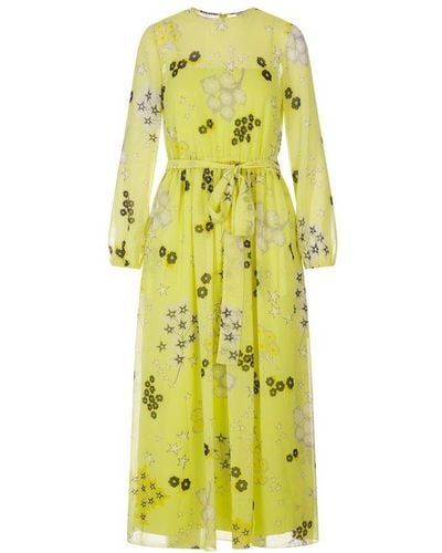 RED Valentino Red Floral Print Tied-waist Dress - Yellow