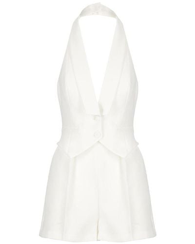 Elisabetta Franchi Crepe Short Jumpsuit - White