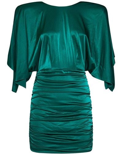 Alexandre Vauthier Satin Ruched Mini Dress - Green