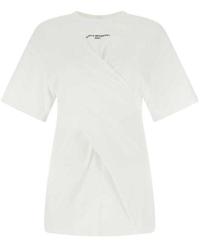 Stella McCartney Twist Logo Printed Crewneck T-shirt - White