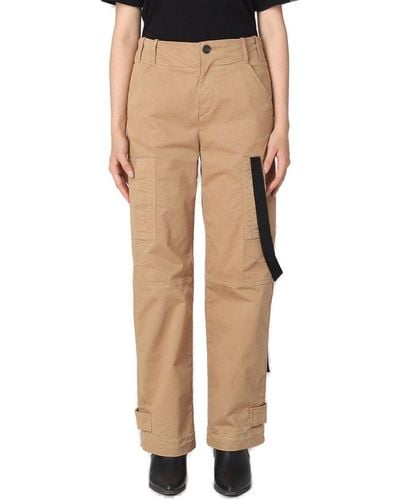 Pinko High-waist Strap Detailed Cargo Pants - Natural
