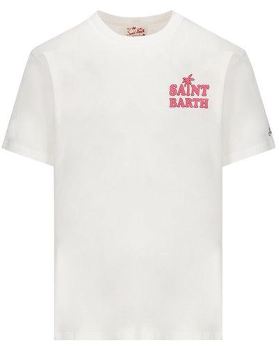 Mc2 Saint Barth Logo Printed Crewneck T-shirt - White