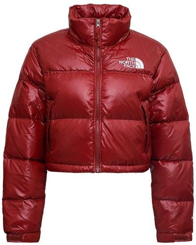 The North Face Nuptse Logo Embroidered Cropped Puffer Jacket