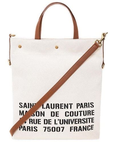 Saint Laurent 'universite' Shopper Bag - White