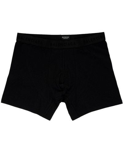 Balenciaga Man Boxer Shorts With Logo Tape - Black