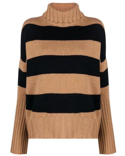 Societe Anonyme Bey Turtle Neck Striped Sweater - Black