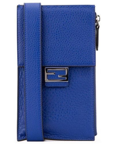 Fendi Baguette Phone Crossbody Bag - Blue