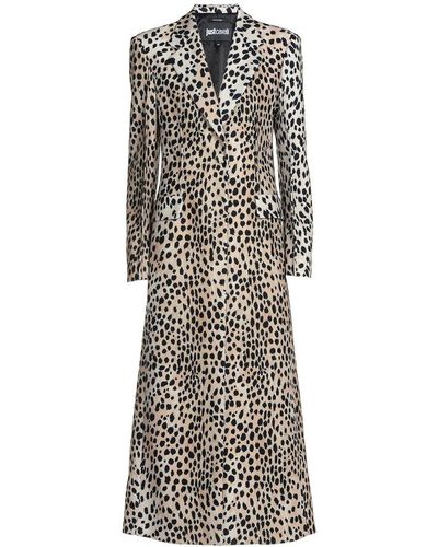 Just Cavalli Leopard-printed Long Coat - Metallic
