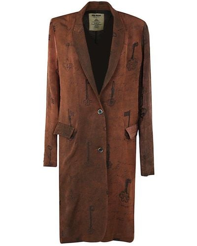 Uma Wang Kudo All-over Printed Buttoned Coat - Brown