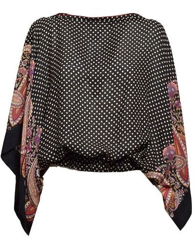 Etro All-over Dot Printed Boat Neck Top - Black