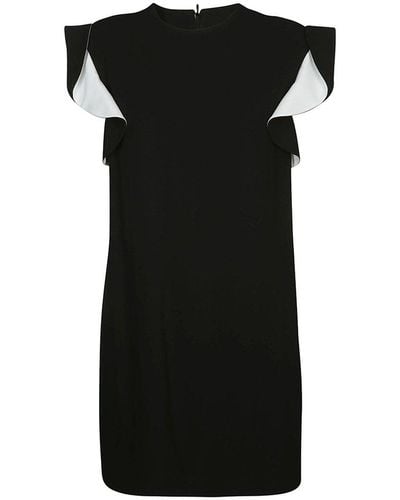 Givenchy Ruffle Sleeve Straight Fit Dress - Black