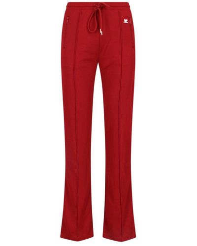 Courreges Logo Printed Drawstring Joggers - Red