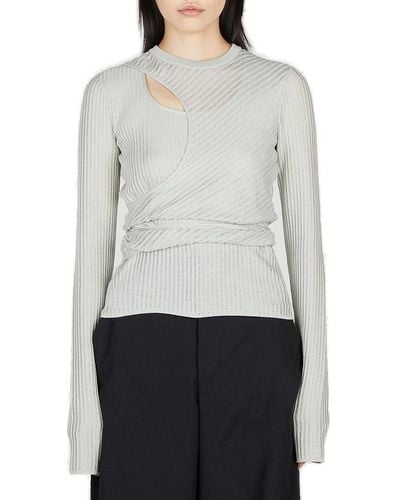 Ann Demeulemeester Cut-out Knitted Top - Gray