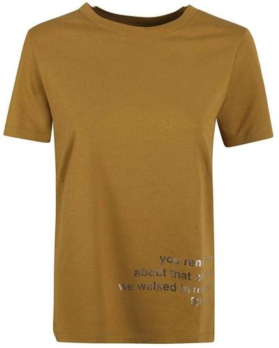 Max Mara Slogan Printed Crewneck T-shirt - Brown