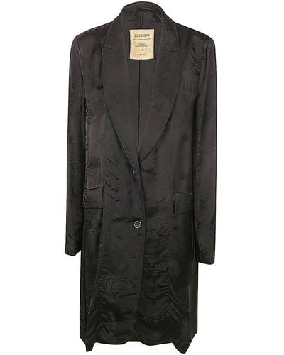 Uma Wang Katia Single Breasted Pattern Jacquard Coat - Black