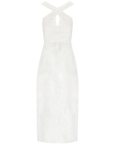 Max Mara V-neck Sleeveless Dress - White