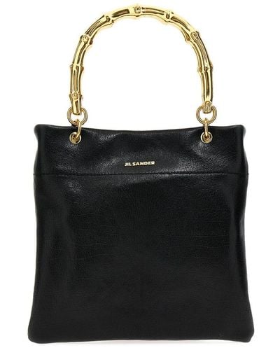 Jil Sander Small Leather Shopping Bag Tote Bag - Black