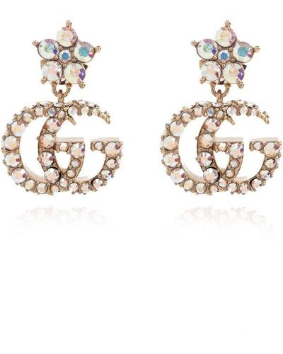 Gucci Earrings With Logo, - Metallic