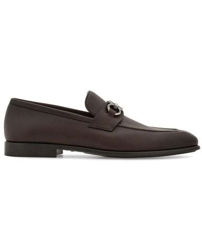 Ferragamo Almond Toe Slip-on Shoes - Brown