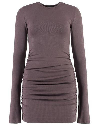 ANDAMANE Draped Long-sleeved Mini Dress - Purple