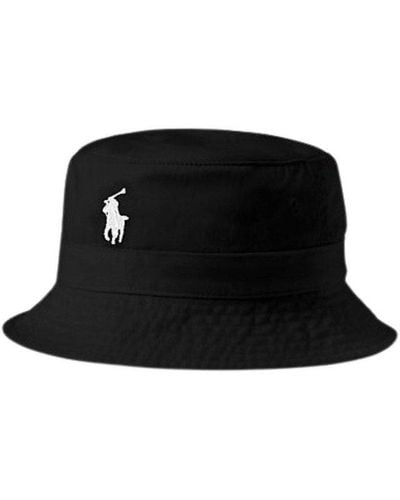 Polo Ralph Lauren Pony Embroidered Curved-peak Bucket Hat - Black