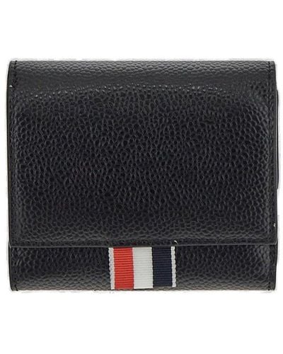 Thom Browne Rwb Stripe Folded Wallet - Black