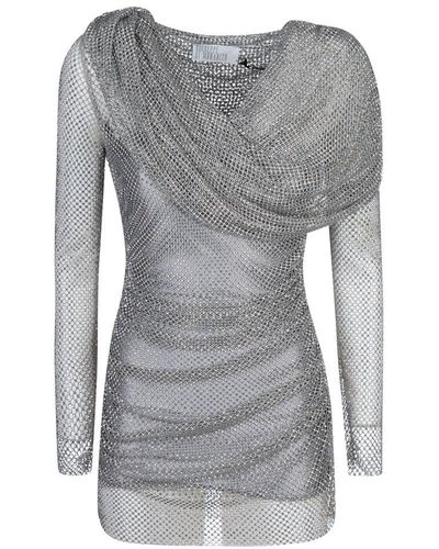GIUSEPPE DI MORABITO Embellished Draped Mini Dress - Grey