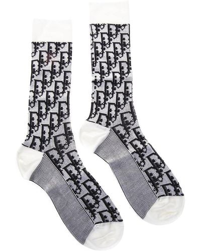 Dior All Over Logo Print Socks - Grey