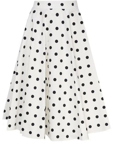 Dolce & Gabbana Polka-dot Printed Flared Skirt - White