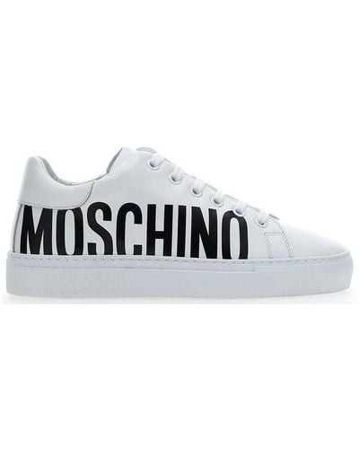 Moschino Logo Leather Trainer - White