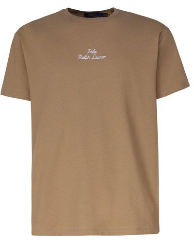 Polo Ralph Lauren Logo Embroidered Crewneck T-shirt - Natural