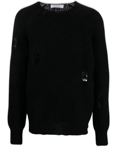 Societe Anonyme Ripped-detailed Crewneck Jumper - Black