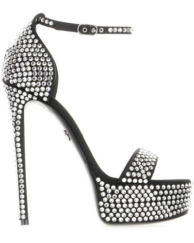 Dolce & Gabbana Embellished Satin Platform Sandals - Black