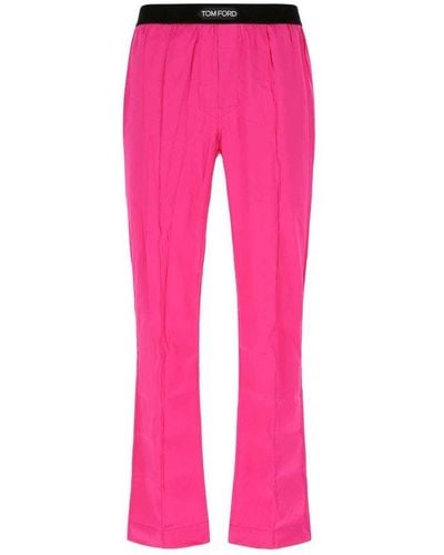 Tom Ford Fuchsia Stretch Satin Pajama Pant - Pink