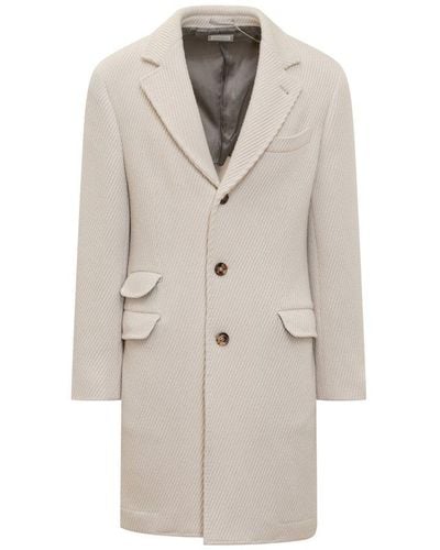 Brunello Cucinelli Single-breasted Mid-length Coat - White