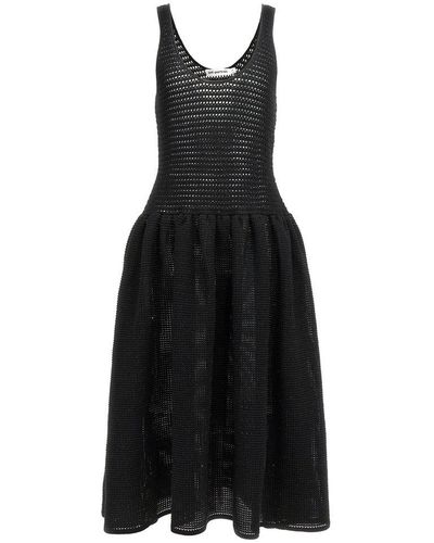 Self-Portrait ' Crochet Knit Midi' Dress - Black