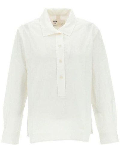 Margaret Howell Buttoned Long-sleeved Shirt - White
