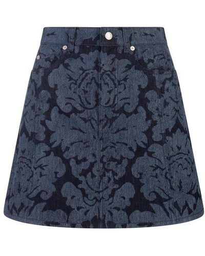 Alexander McQueen Patterned Mini Skirt - Blue