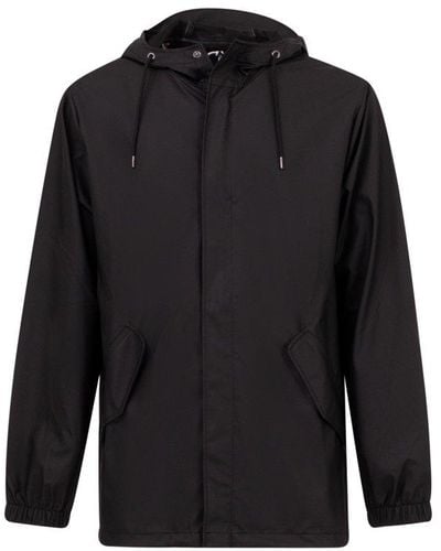 Rains Drawstring Hooded Jacket - Black