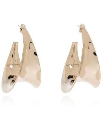 Saint Laurent Curved Hoop Earrings - Metallic