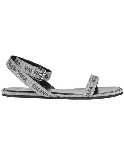 Balenciaga Logo Glittered Sandals - Metallic