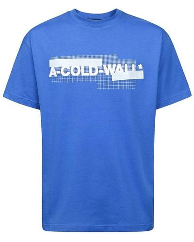 A_COLD_WALL* Grid Logo Printed Crewneck T-shirt - Blue