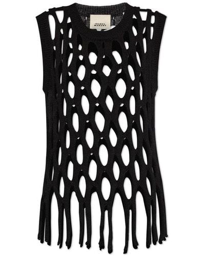 Isabel Marant Lorry Openwork Knitted Vest - Black