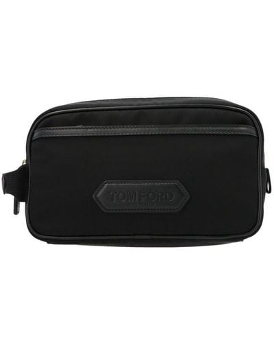 Tom Ford Logo Patch Zipped Beauty Case - Black