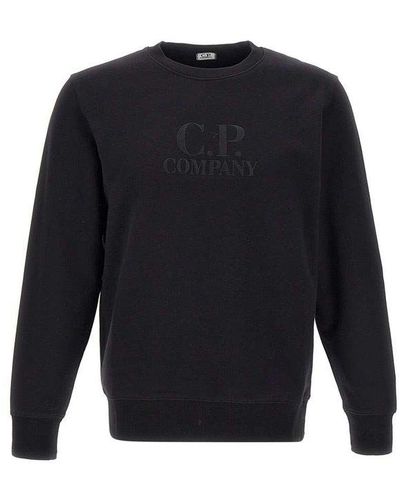 C.P. Company Diagonal Raised Fleece Logo Sweatshirt - Blue
