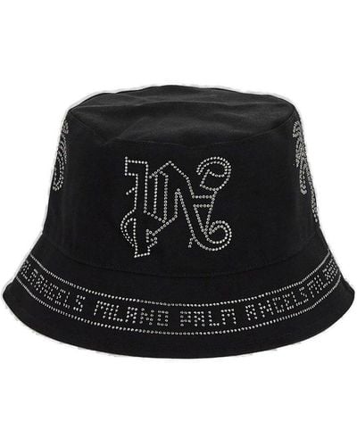 Palm Angels Milano Stud Embellished Bucket Hat - Black