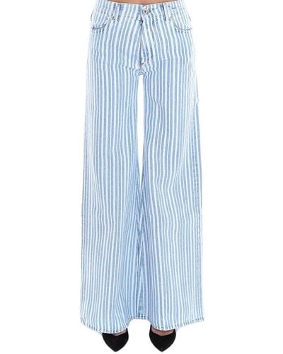 Off-White c/o Virgil Abloh Striped Wide Leg Jeans - Blue