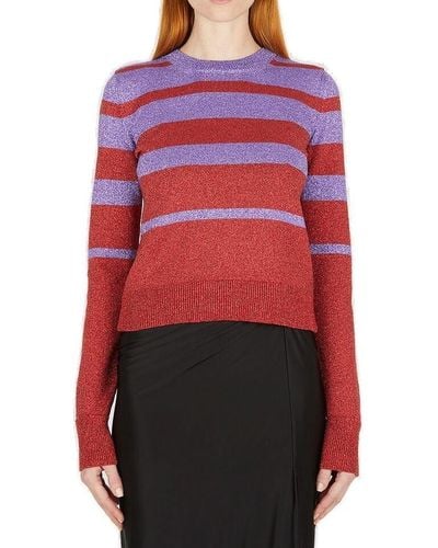 Rabanne Metallic Striped Knitted Sweater - Red
